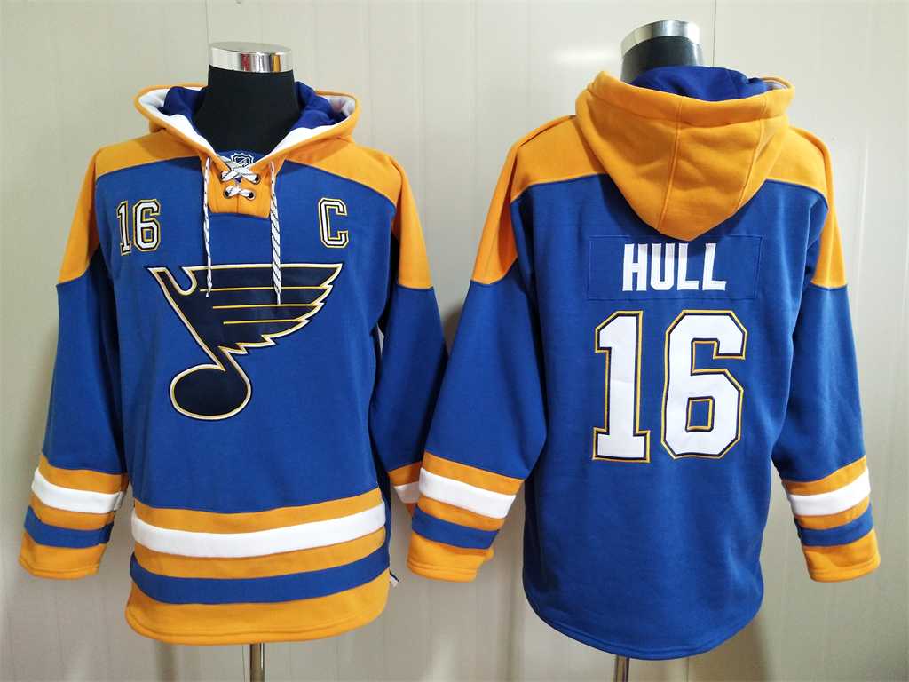 Blues 16 Brett Hull Blue All Stitched Pullover Hoodie,We sell and wholesale Blues 16 Brett Hull Blue All Stitched Pullover Hoodie on line form chian!